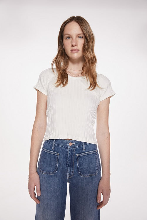 Mother - The Itty Bitty Scoop Neck Tee in Antique White