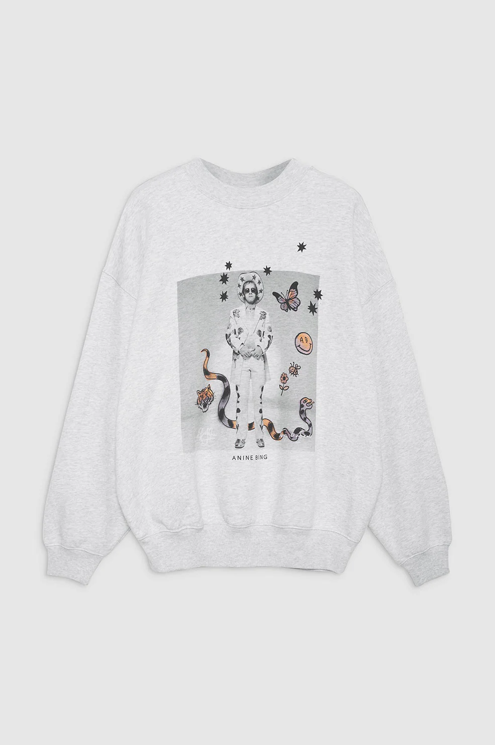 Anine Bing - Jaci Sweatshirt AB x TO x iscreamcolour Elton John in Heather Grey