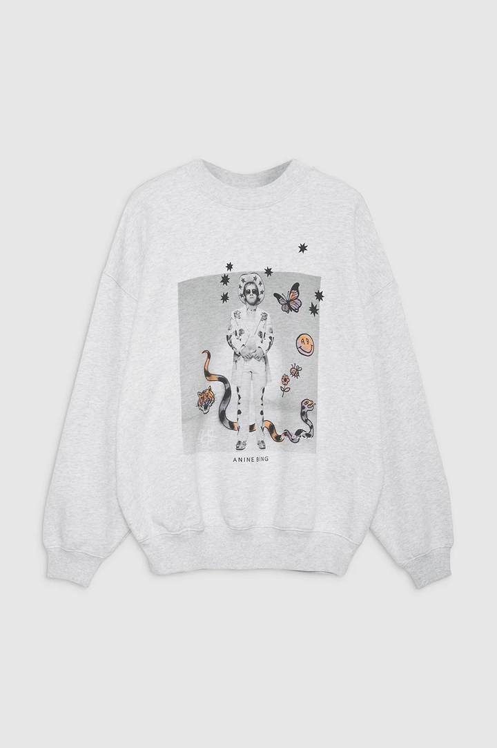 Anine Bing - Jaci Sweatshirt AB x TO x iscreamcolour Elton John in Heather Grey