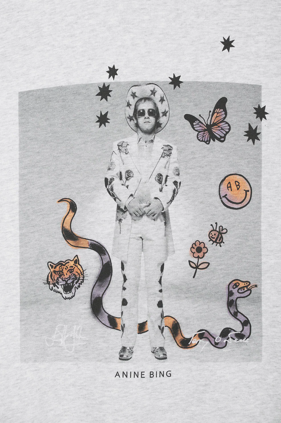 Anine Bing - Jaci Sweatshirt AB x TO x iscreamcolour Elton John in Heather Grey
