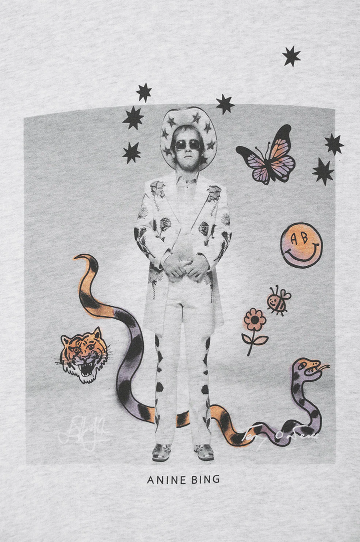 Anine Bing - Jaci Sweatshirt AB x TO x iscreamcolour Elton John in Heather Grey