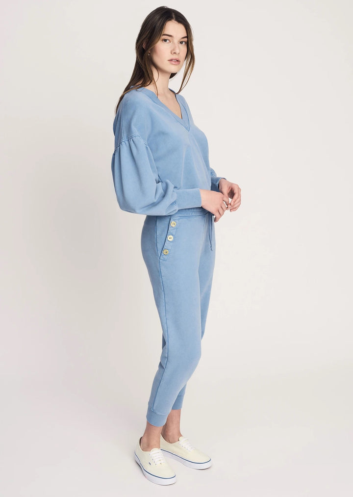 Derek Lam 10 Crosby - Jax Sweatpant with Sailor Buttons in Deep Blue Pants