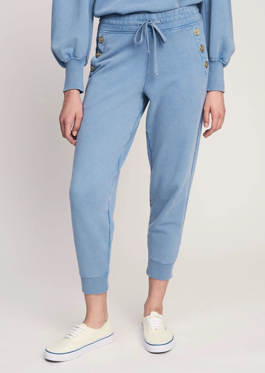 Derek Lam 10 Crosby - Jax Sweatpant with Sailor Buttons in Deep Blue