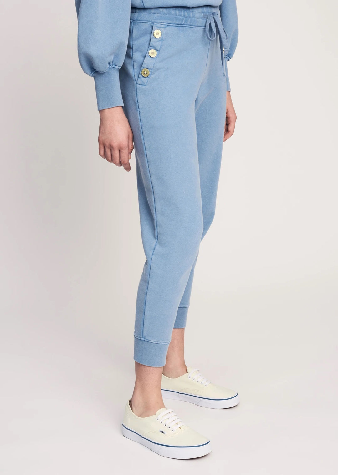 Derek Lam 10 Crosby - Jax Sweatpant with Sailor Buttons in Deep Blue