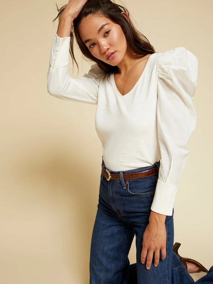 Nation LTD - Jenna Cuffed Combo Tee in Jet Black Tops