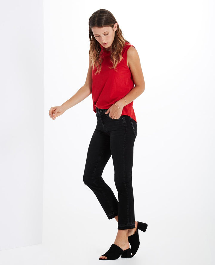 AG - The Jodi High-Rise Slim Flare Crop in Black Denim - 04Y-BDH