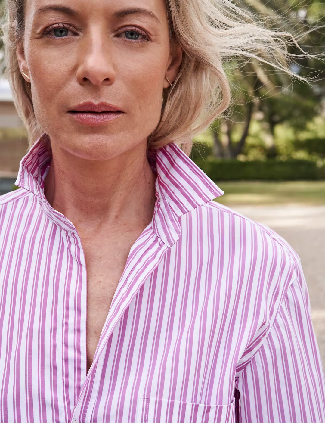 Frank & Eileen - Joedy Woven Button Up in Pink Stripe – Blond Genius