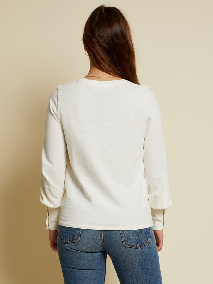 Nation LTD - Johnnie Snap Sleeve Tee in Off White