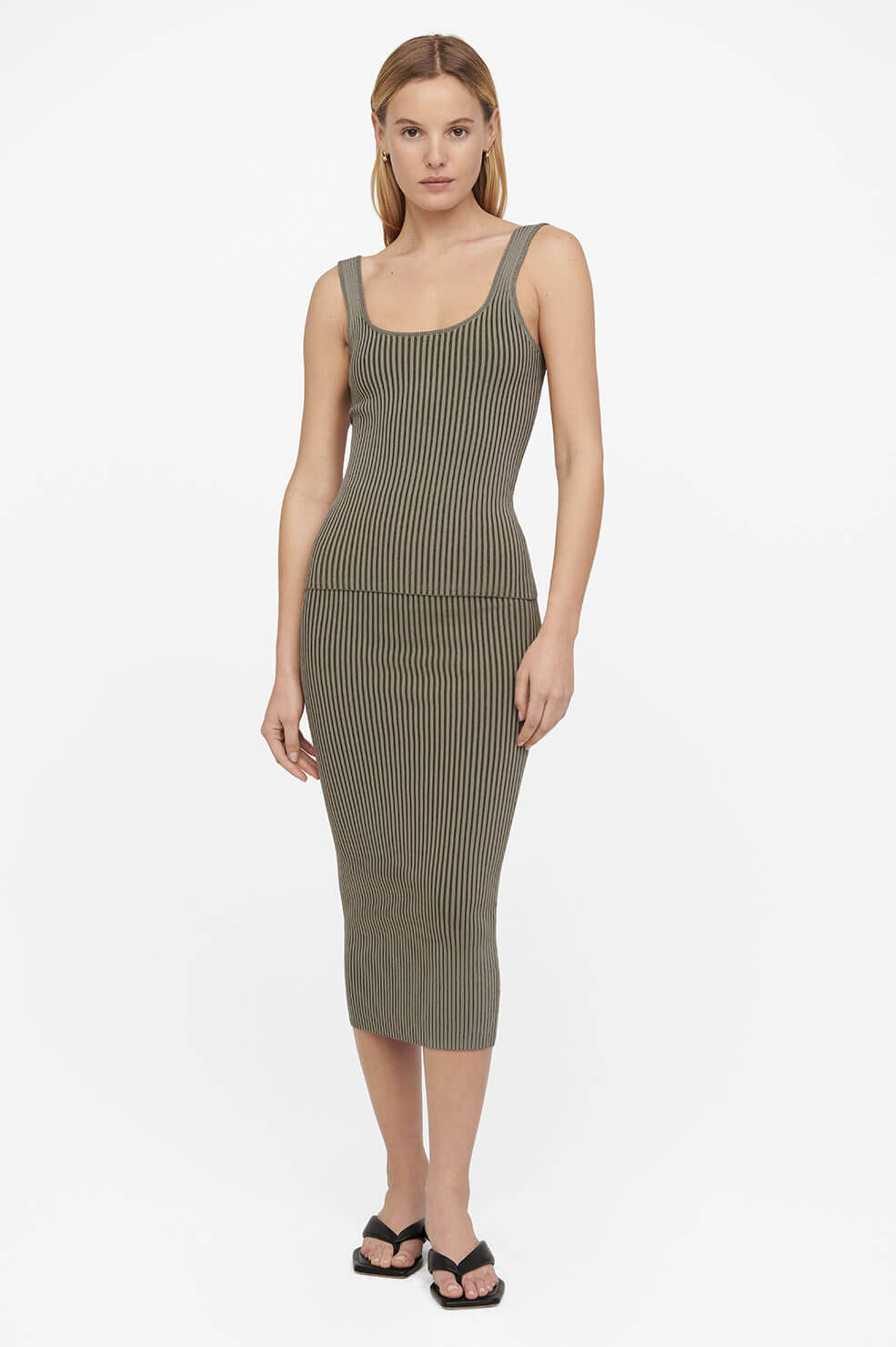Anine Bing - Josie Tank in Green Khaki and Olive