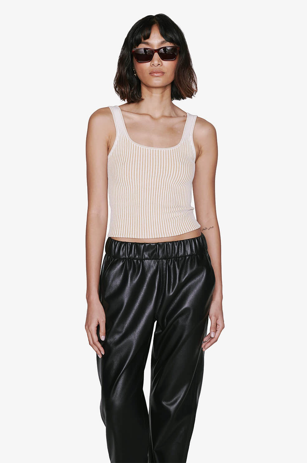 Anine Bing - Josie Tank in Ivory and Camel