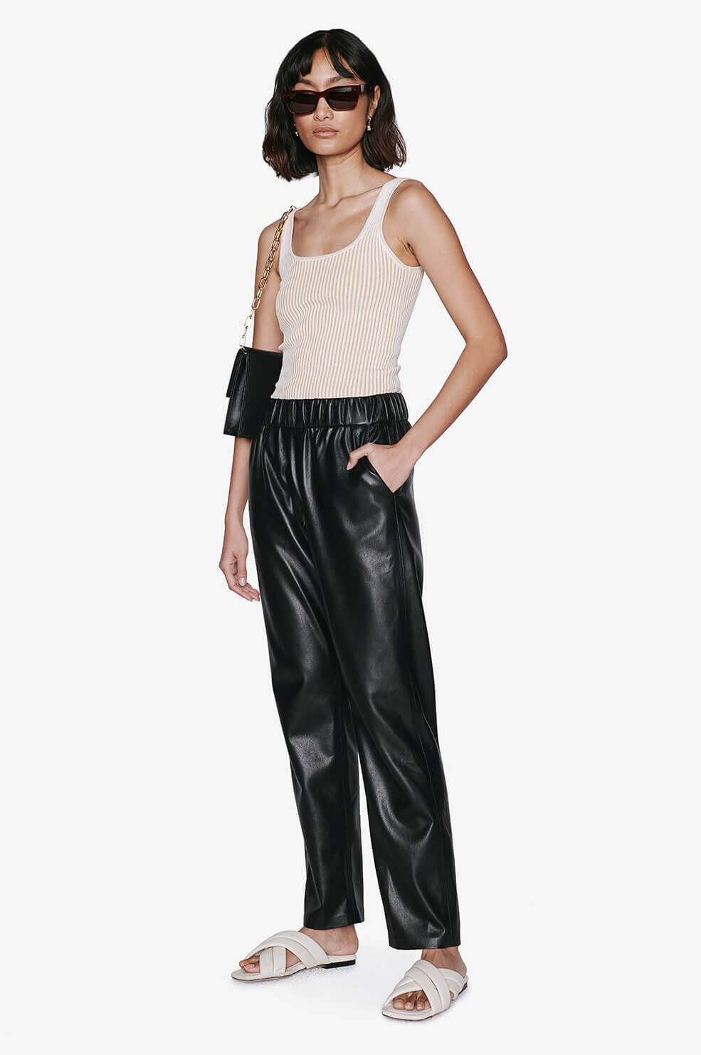 Anine Bing - Josie Tank in Ivory and Camel