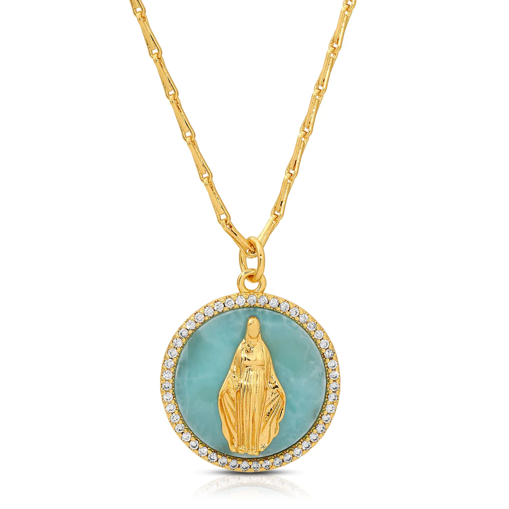 Joy Dravecky - Mary Stone Inlay Necklace in Larimar