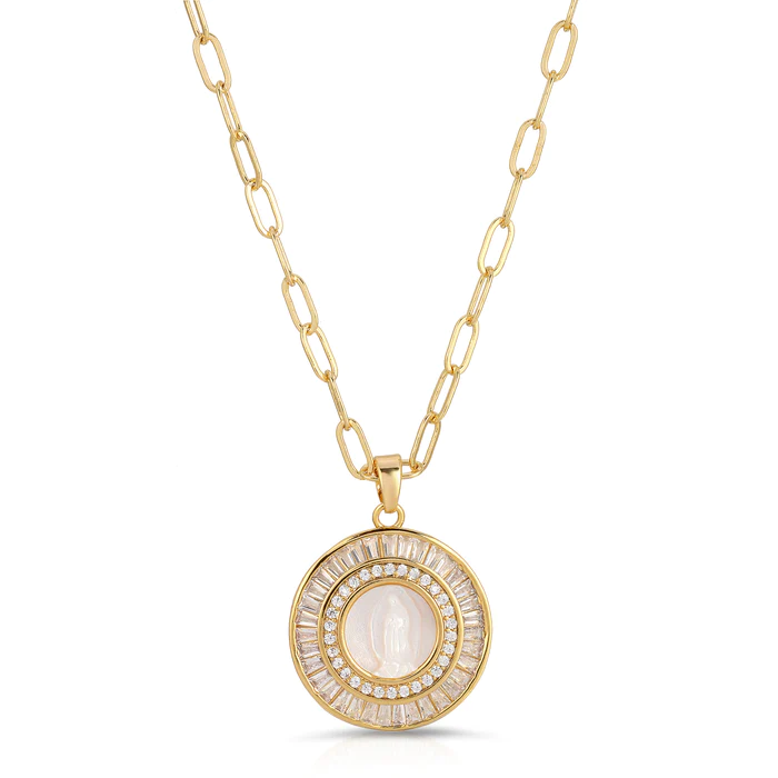 Joy Dravecky - Mother Mary Necklace in Gold Jewelry