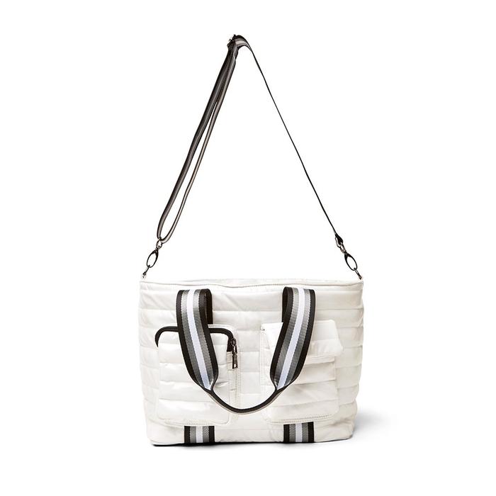 Think Royln - Jr. Wingman Bag w/ Elevated Pockets in White Patent