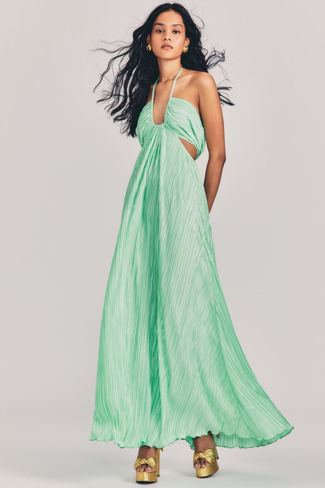 Love Shack Fancy - Julissa Halter Dress in Light Emerald Love Shack Fancy - Julissa Halter Dress in Light Emerald