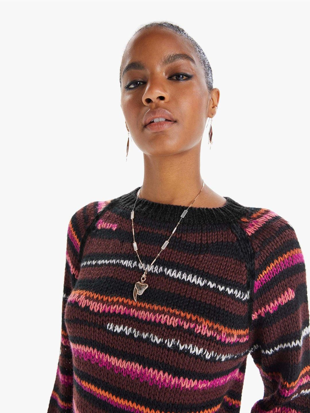 Mother - The Bell-Sleeve Jumper Crop in Light Trails