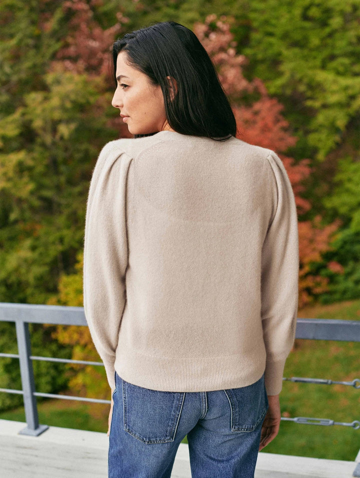 White + Warren - Feminine Sleeve Cardigan Top in Jute Heather