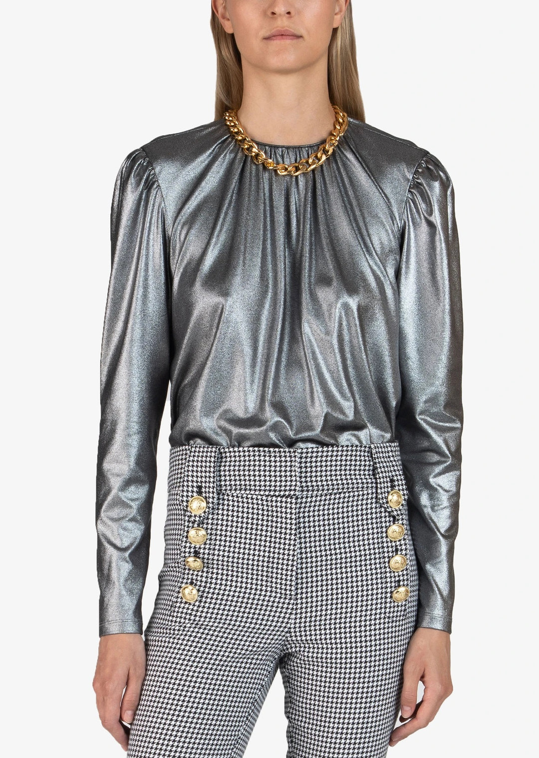 DEREK LAM 10 CROSBY - Kary L/S Blouse in Silver Tops