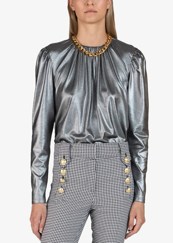 DEREK LAM 10 CROSBY - Kary L/S Blouse in Silver Tops