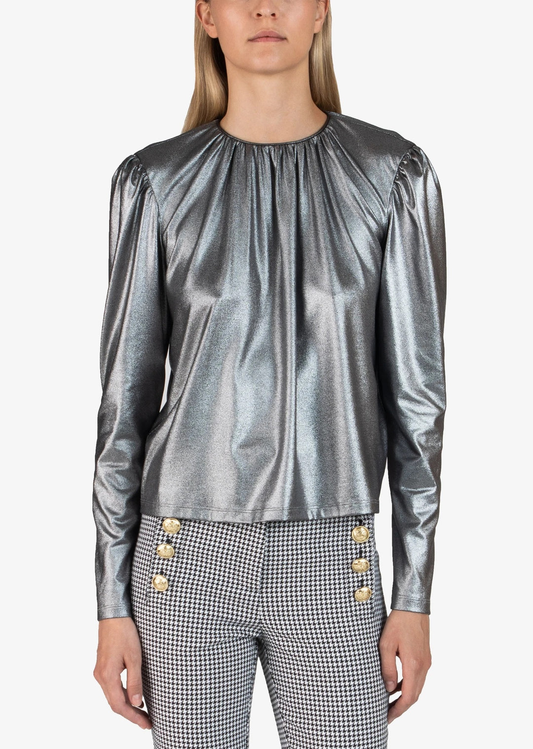 DEREK LAM 10 CROSBY - Kary L/S Blouse in Silver