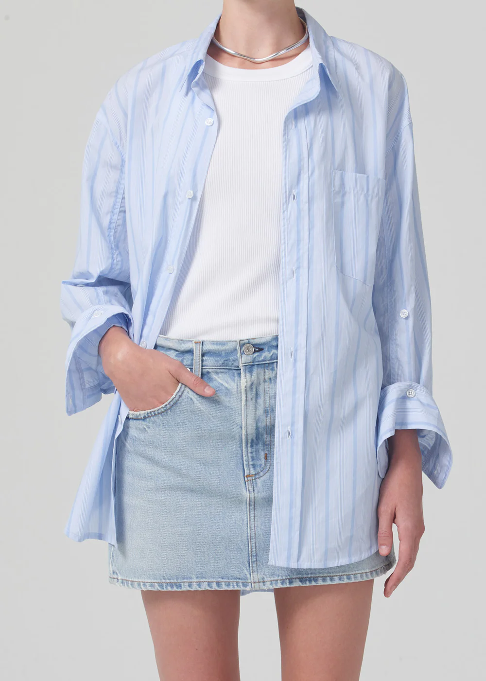Citizens of Humanity - Kayla Shirt in Aquis Stripe