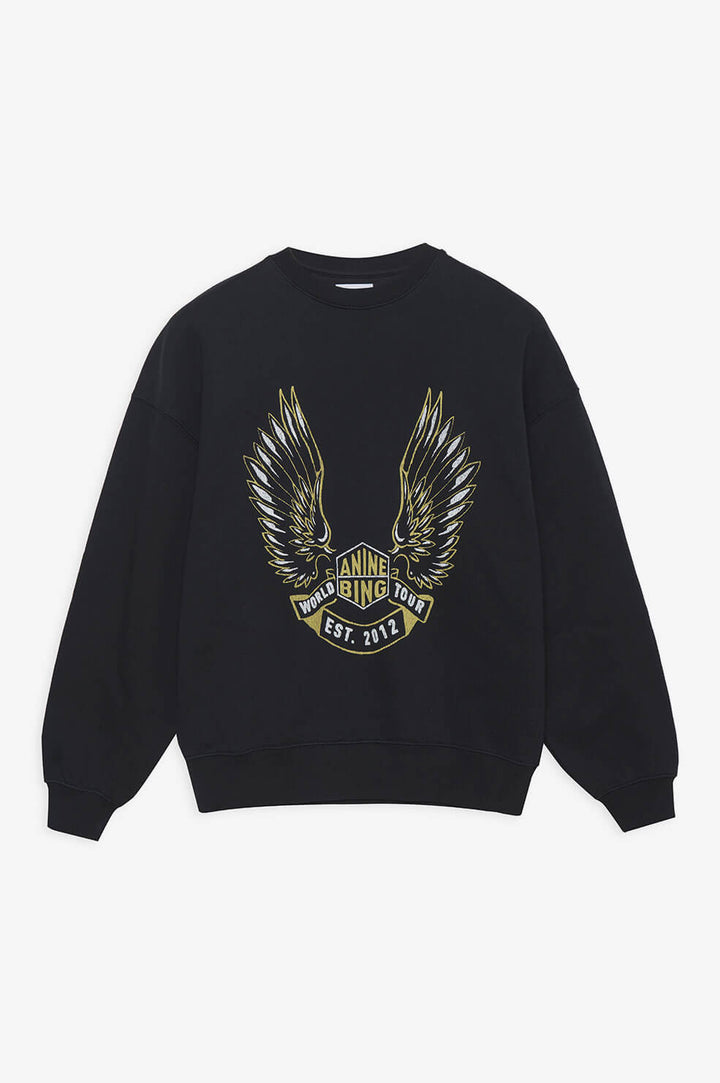 Anine Bing - Kenny Sweatshirt Gold Wings in Black