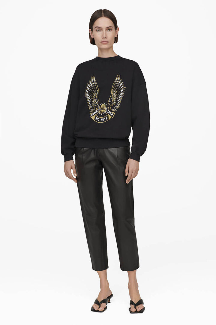 Anine Bing - Kenny Sweatshirt Gold Wings in Black