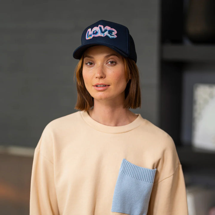 Kerri Rosenthal - Wild Love Trucker Hat in Indigo Accessories