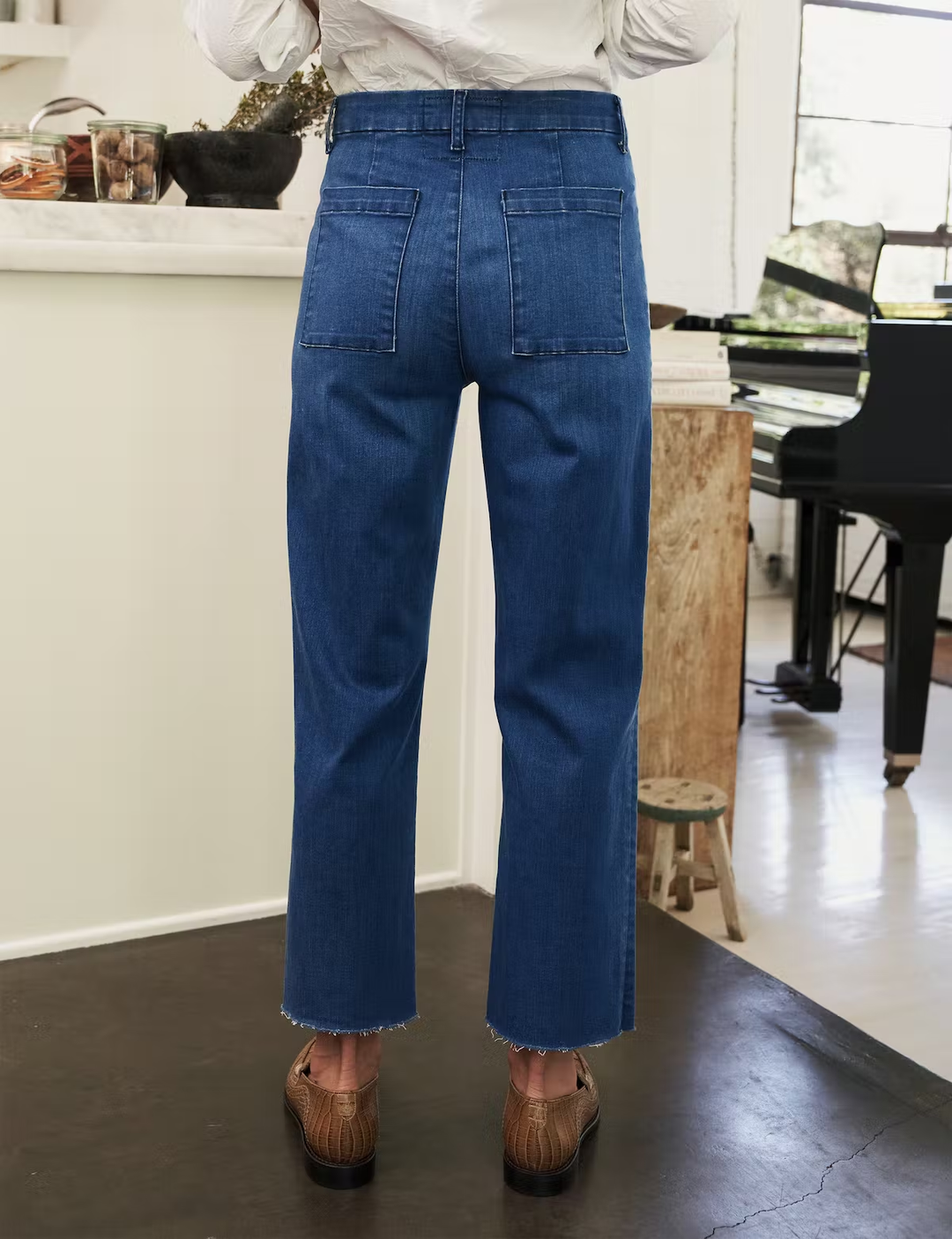 Frank & Eileen - Kinsale High Rise Pant in Medium Wash w/ Grinding