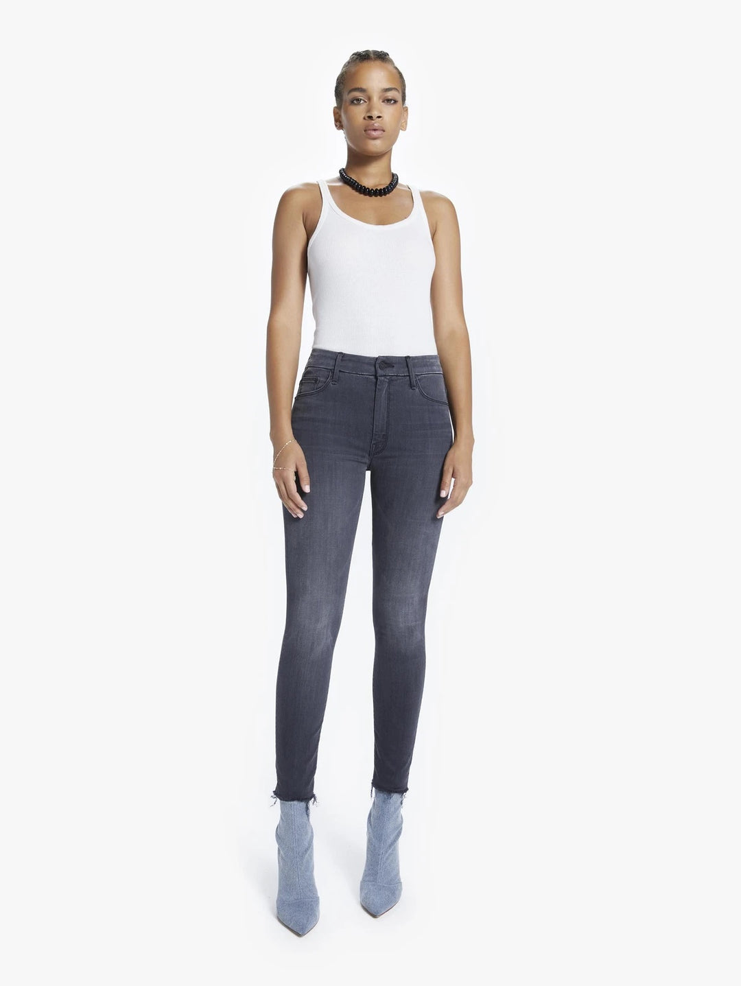 Mother - High Waisted Looker Ankle Fray in Lighting Up Lanterns
