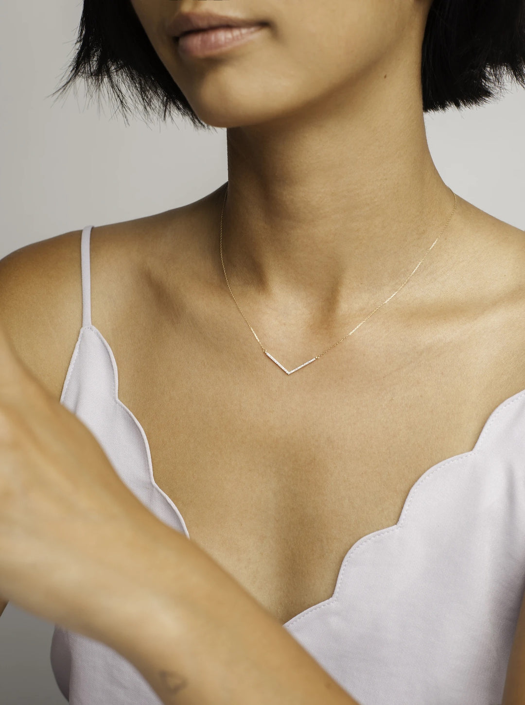 Adina Reyter - Large Pave V Necklace in Sterling Silver