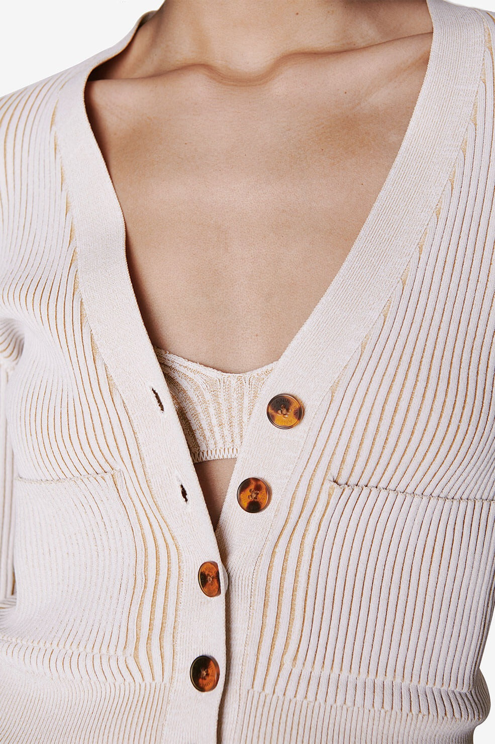 Anine Bing - Layla Cardigan in Ivory and Camel