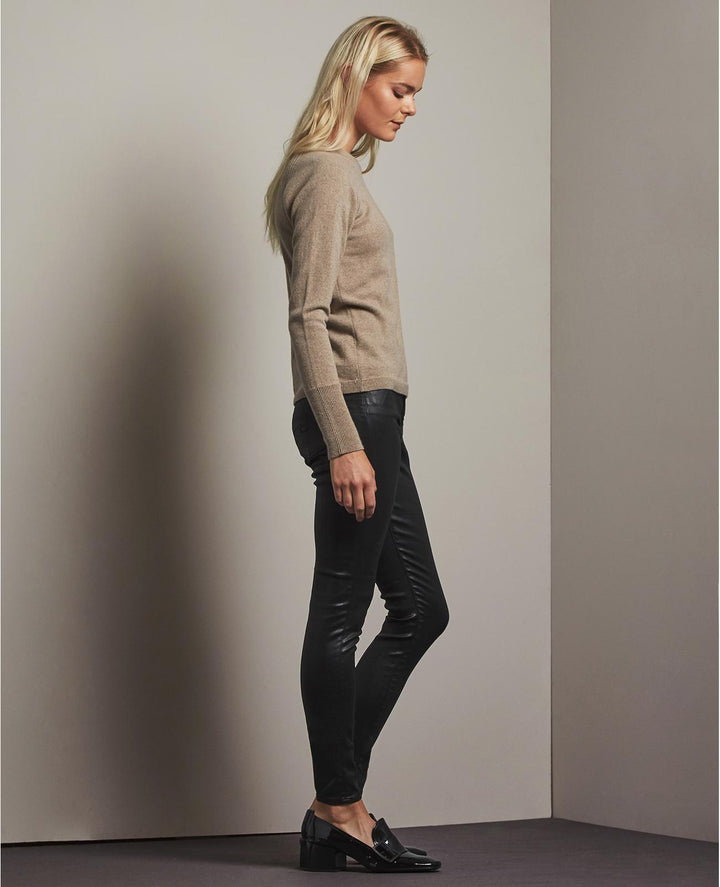 AG Jeans - The Leatherette Farrah High-Rise Skinny Jeans in Black Leather LTT-SBA