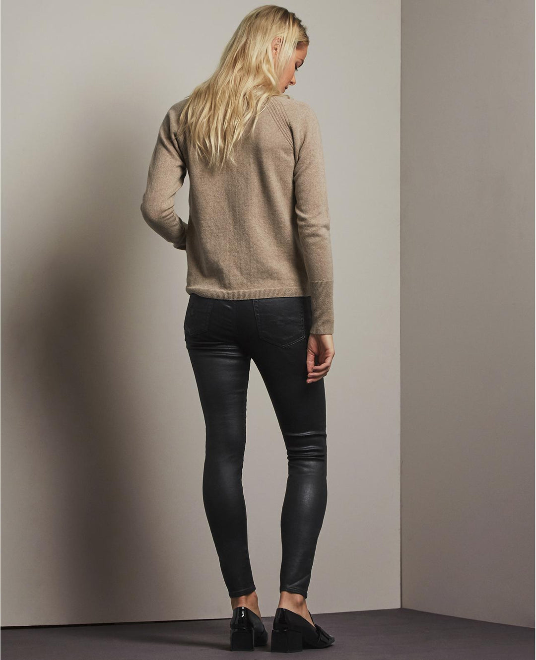AG Jeans - The Leatherette Farrah High-Rise Skinny Jeans in Black Leather LTT-SBA