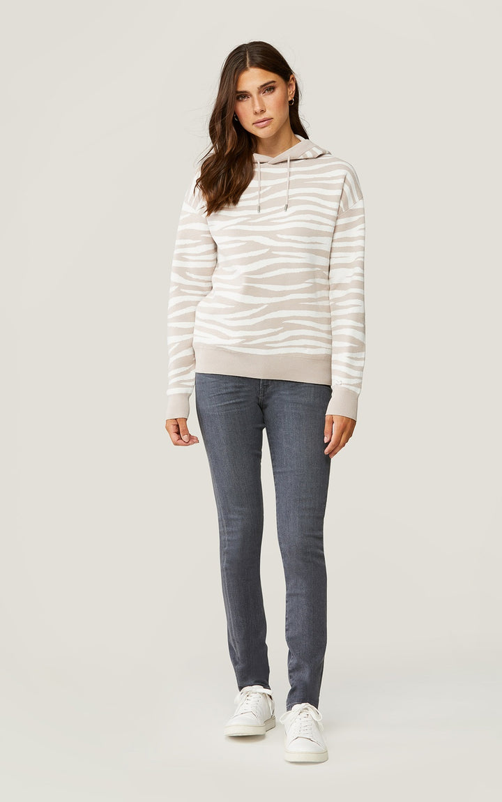 Soia & Kyo - Leila Zebra Print Hoodie in Pearl-Off White