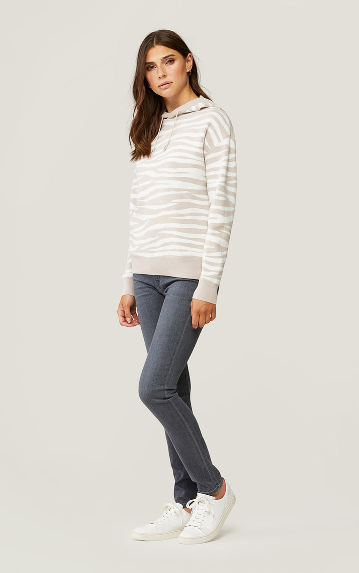 Soia & Kyo - Leila Zebra Print Hoodie in Pearl-Off White