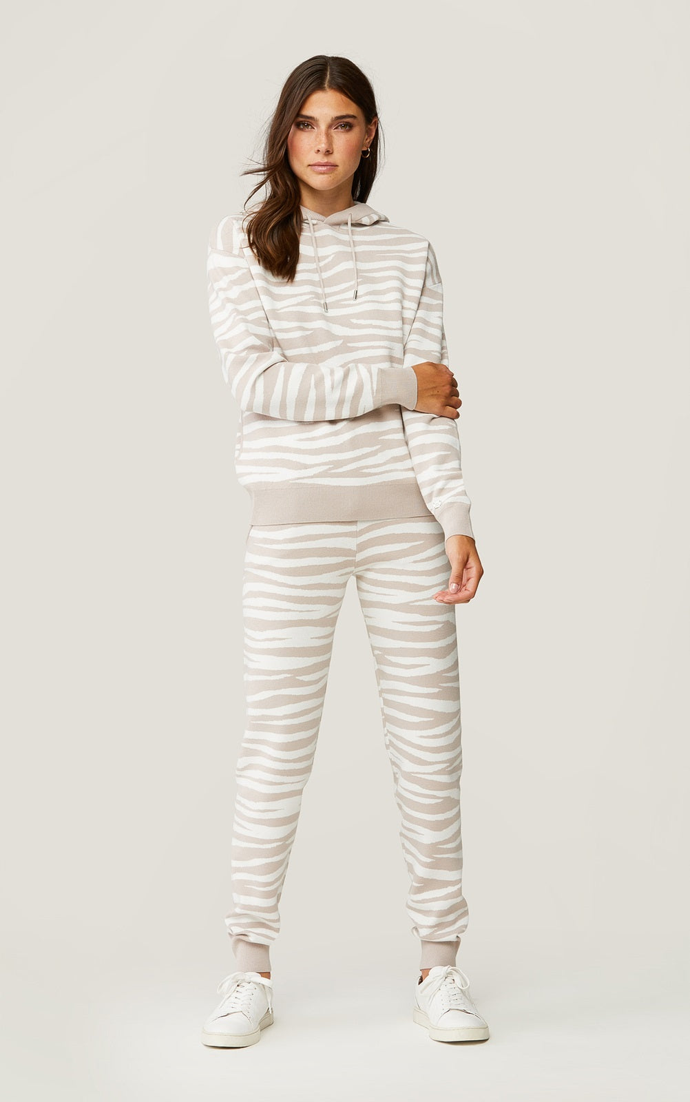Soia & Kyo - Leila Zebra Print Hoodie in Pearl-Off White