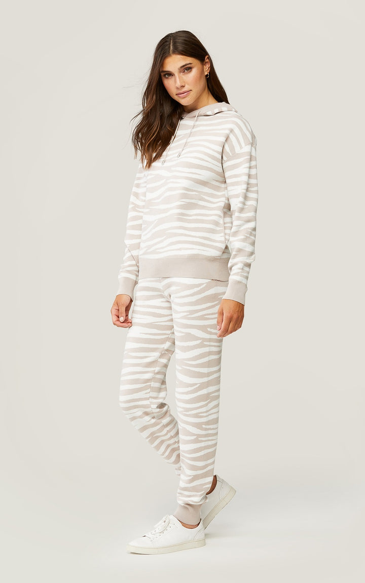 Soia & Kyo - Leila Zebra Print Hoodie in Pearl-Off White