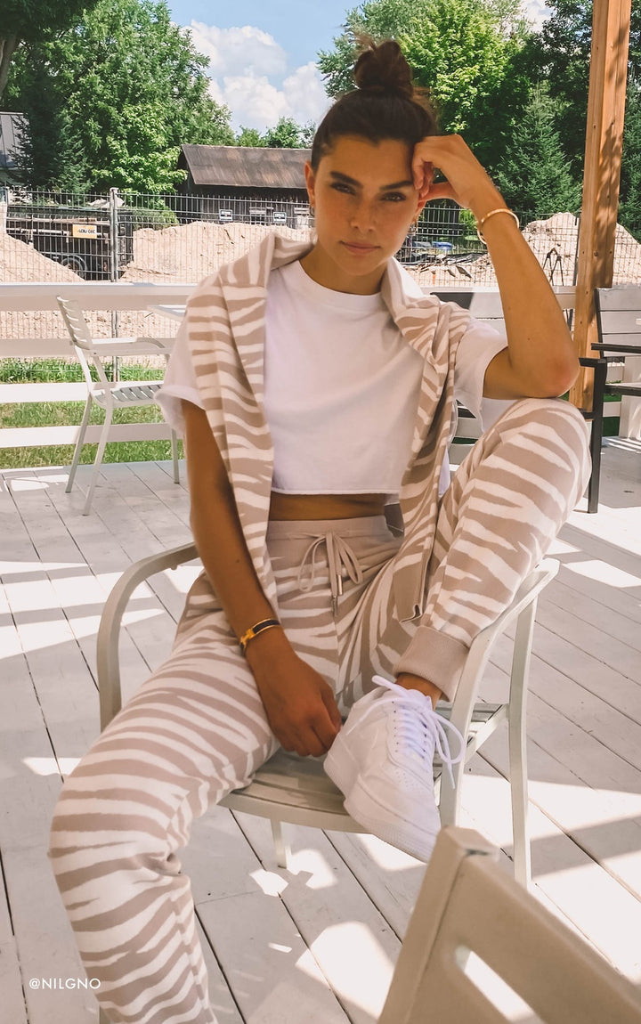 Soia & Kyo - Leila Zebra Print Hoodie in Pearl-Off White