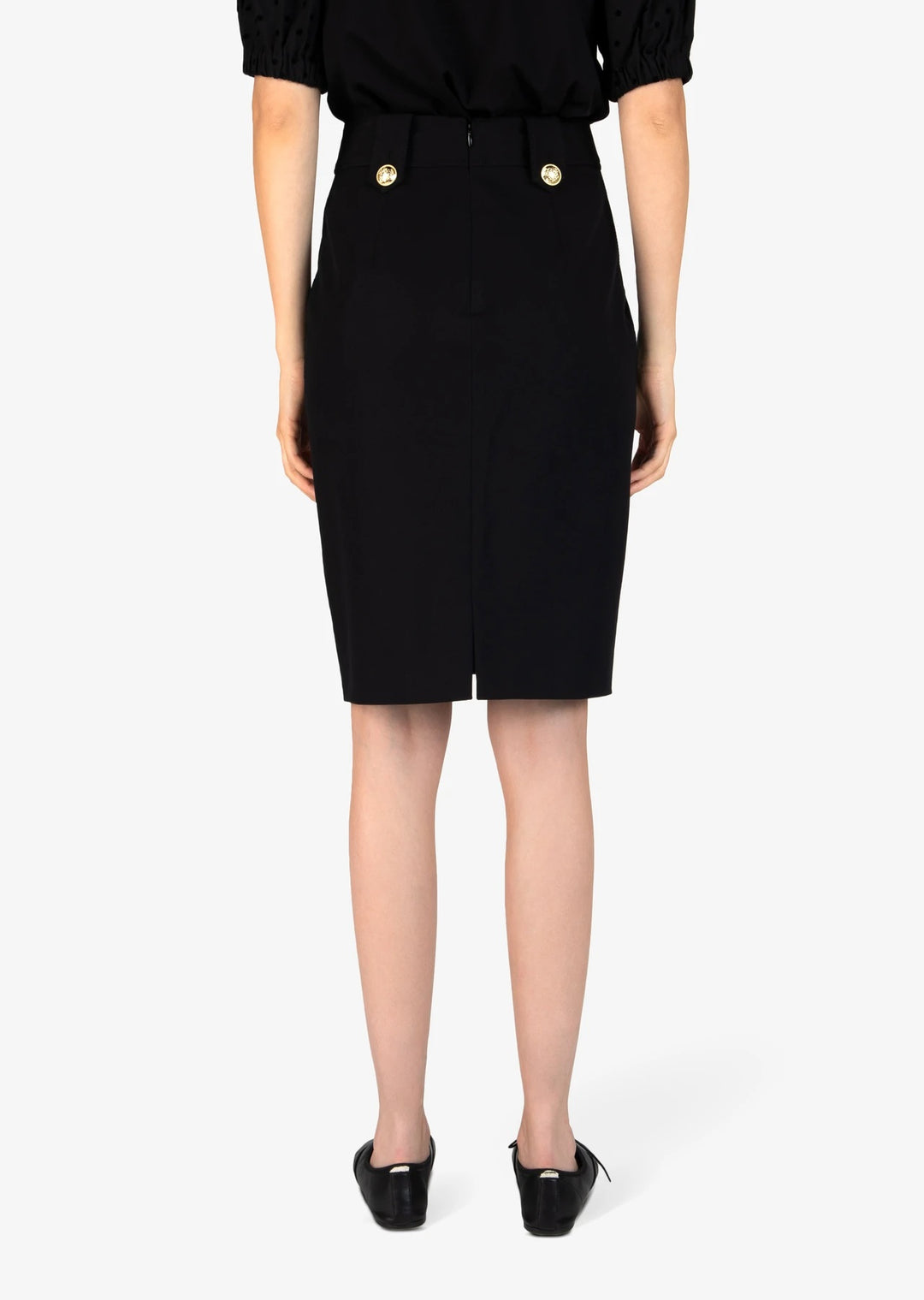 Derek Lam 10 Crosby - Lenox Pencil Skirt with Sailor Buttons in Black