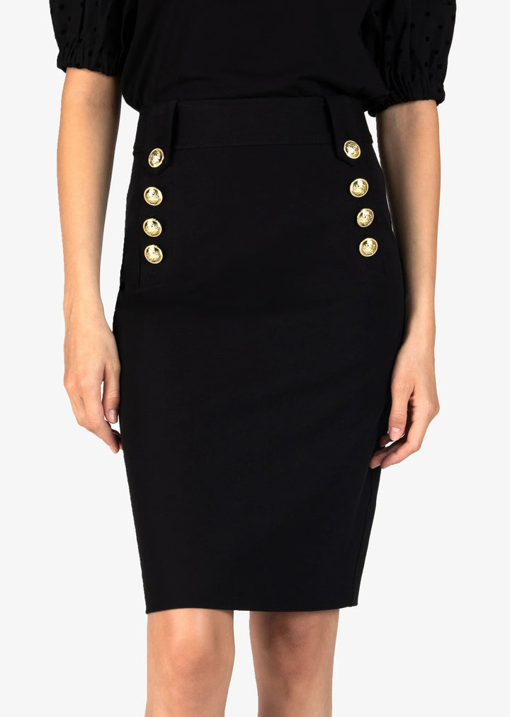 Derek Lam 10 Crosby - Lenox Pencil Skirt with Sailor Buttons in Black