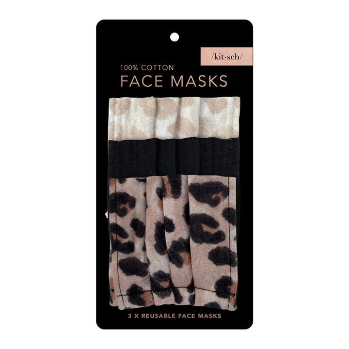 Kitsch - Cotton Face Mask 3pc Set in Leopard