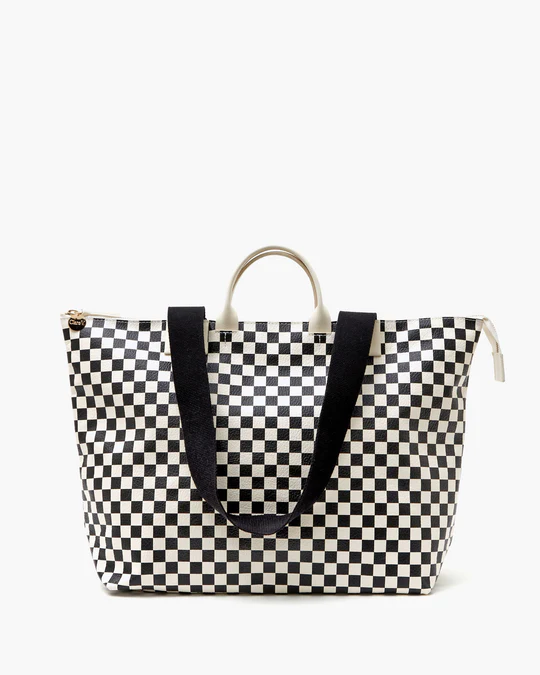 Clare V - Le Zip Sac in Cream Chantal w/ Black Checkers
