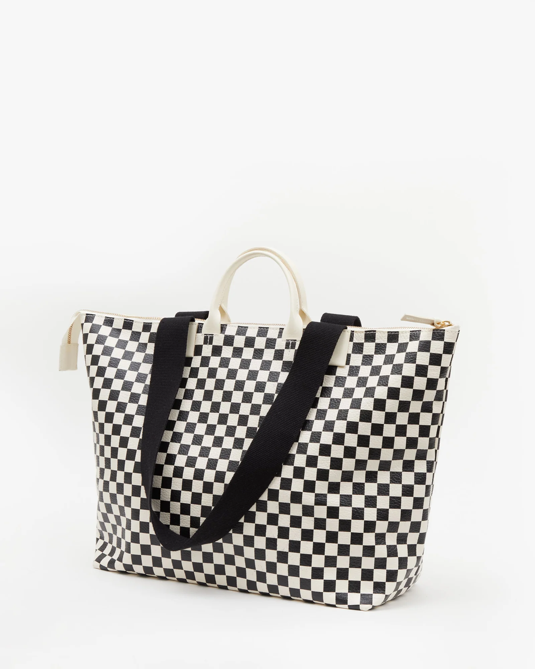 Clare V - Le Zip Sac in Cream Chantal w/ Black Checkers