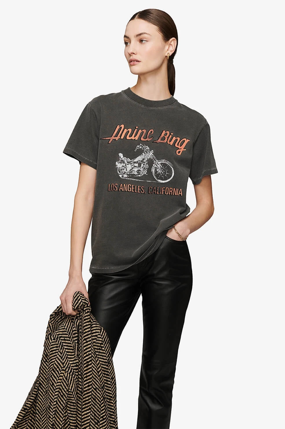 Anine Bing - Lili Tee Motorcycle in Washed Grey