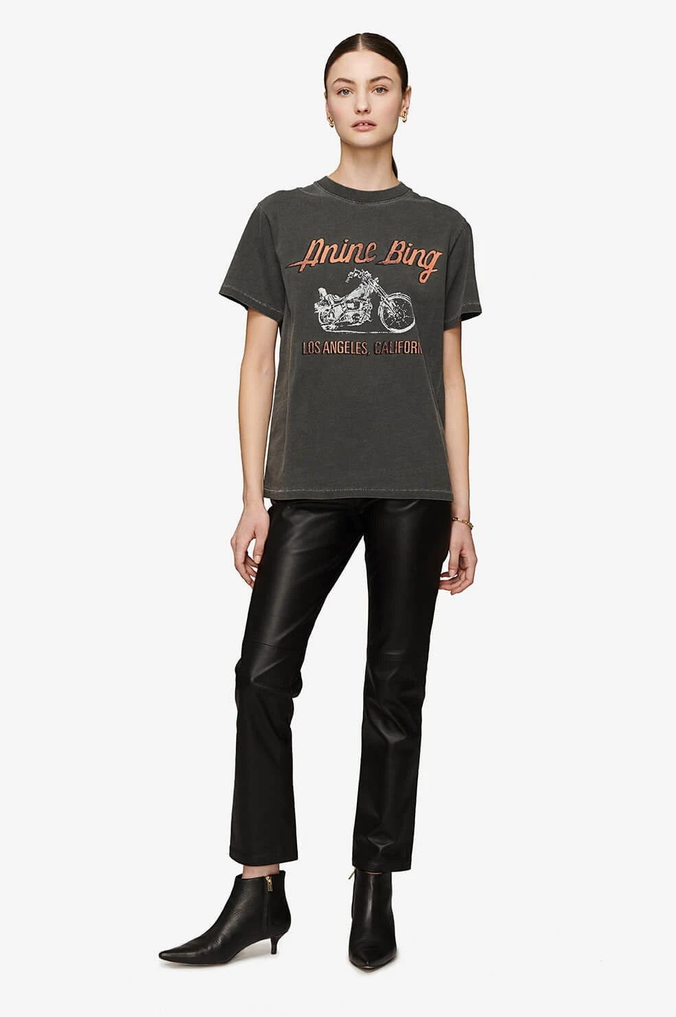 Anine Bing - Lili Tee Motorcycle in Washed Grey Tops