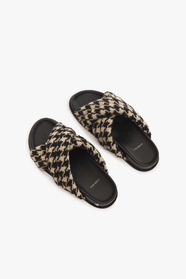 Anine Bing - Lizzie Slides - Houndstooth in Black/Nude