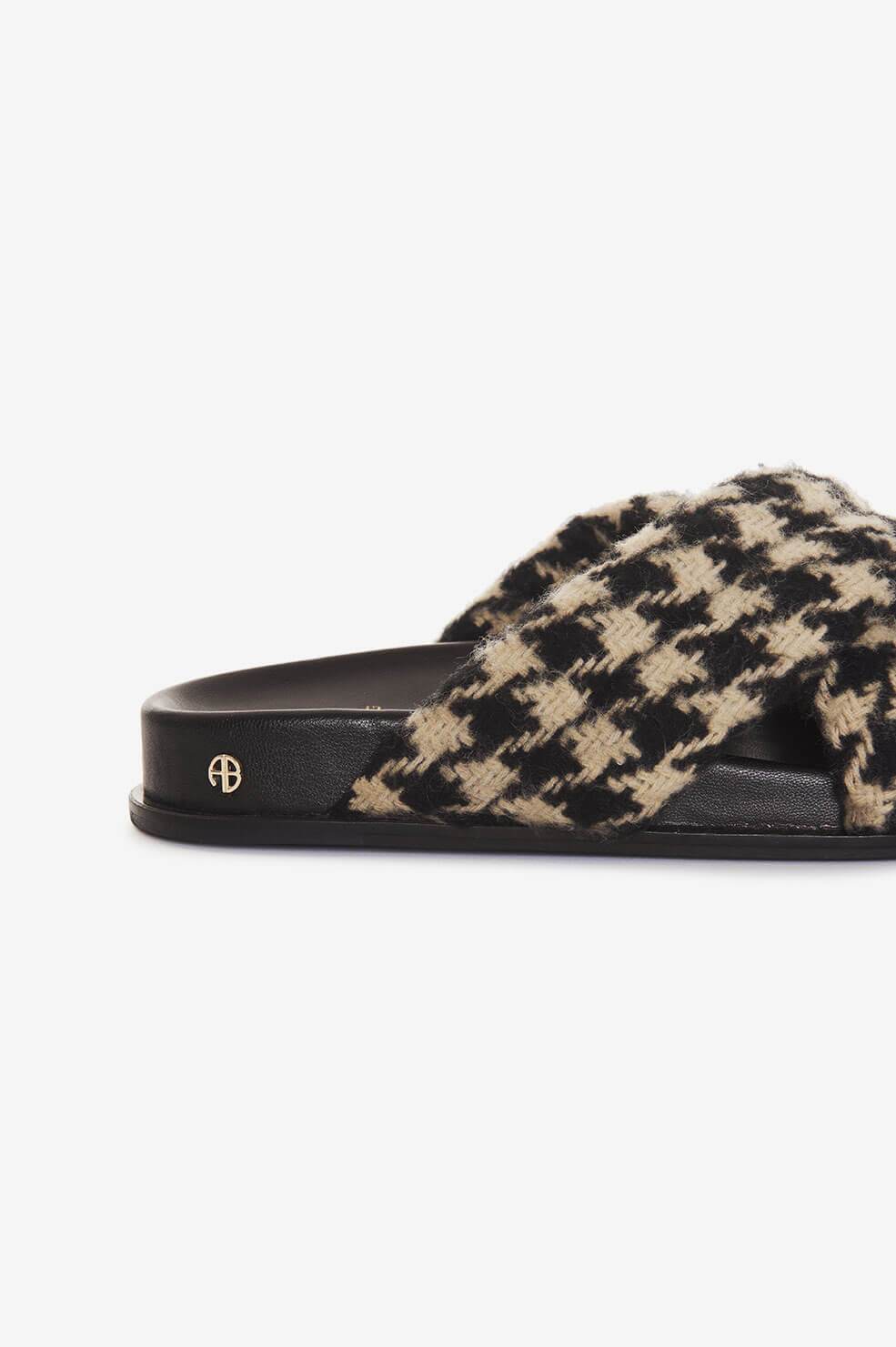 Anine Bing - Lizzie Slides - Houndstooth in Black/Nude