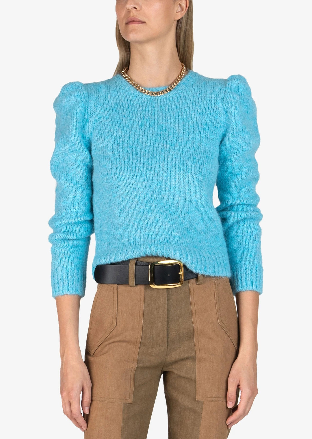Derek Lam 10 Crosby - Locken Puff Sleeve Sweater in Light Blue