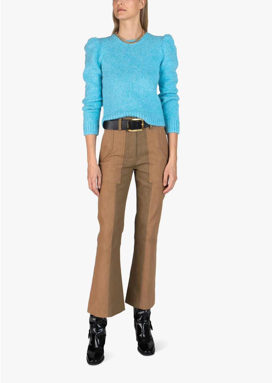 Derek Lam 10 Crosby - Locken Puff Sleeve Sweater in Light Blue
